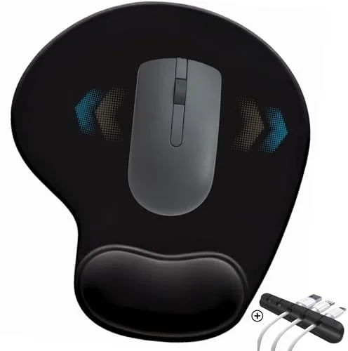 Alfombrilla ergonomica para ratón. Almohadilla con reposamuñecas de Gel ergonómico para pc. Base de Goma Antideslizante. Mouse Pad ergonómica de microfibras (Ergo 2.0)
