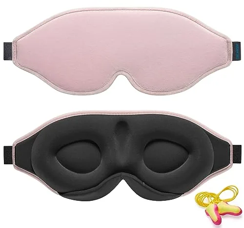 Antifaz para Dormir Innovador para Hombres y Mujeres, Máscara con Diseño que Bloquea la luz y la Claridad al 99.99%, para Dormir, Tomar una Siesta, Meditar, Descansar bien y Viajar（Rosa）