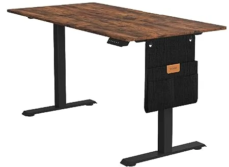 VASAGLE Escritorio Eléctrico de Altura Regulable, 60 x 120 x (72-120) cm, Ajuste Continuo, Función de Memoria con 4 Alturas, Marrón Rústico LSD172X01