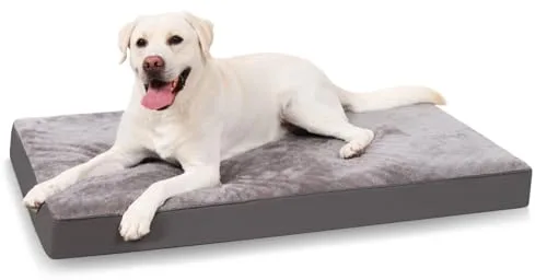 KSIIA Camas Perro Ortopédica Grande, 90x55cm, Cama para Perros L, Colchon Cojín Colchoneta Perro Desenfundable, Cama Mascota Lavable a Máquina Relleno Grueso Fondo Antideslizante Dog Bed, Gris Oscuro