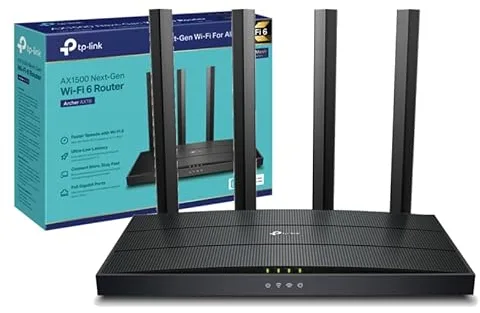 TP-Link Archer AX18 - AX1500 Router Wi-Fi 6, Doble Banda (5GHz 1201Mbps/2.4GHz 300Mbps), 4 Puertos Gigabit, MU-MIMO, WPA3, Cobertura Impulsada, Competible con Wi-Fi 5/4, Fácil Configuración
