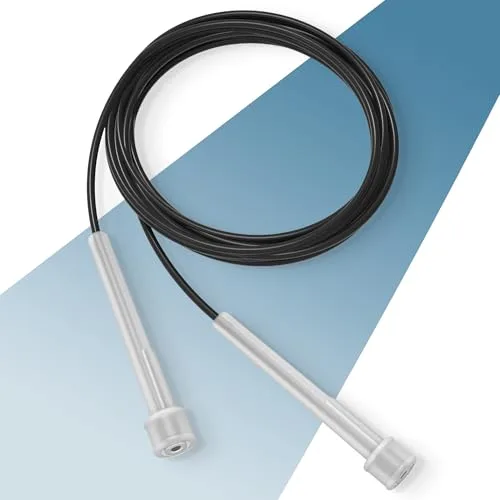 PORTENTUM Comba Crossfit Ligera, con Mangos de Plástico Ergonómicos y Resistentes al Sudor, Comba de Saltar de Longitud Ajustable - Ideal para Fitness, Boxeo, Crossfit y otros Deportes - 2.8 metros