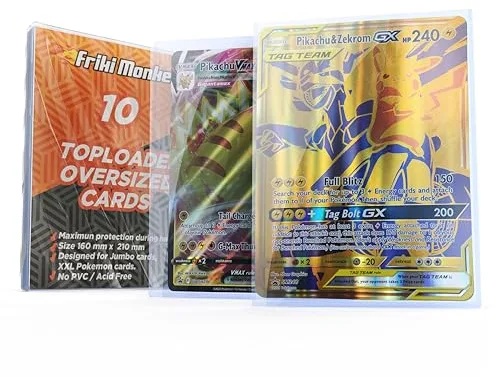 Friki Monkey Juego de 10 fundas protectoras para cartas de Pokémon XXL de 15 x 21 cm, FMTOPXXL10