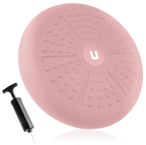 unycos - Cojín de Equilibrio y Yoga Antideslizante de 33 cm con Bombín de Aire, Propioceptivo e Hinchable, Soporte Lumbar, Semi Esfera para Fitness, Pilates, Rehabilitación (Rosa; PureZen)