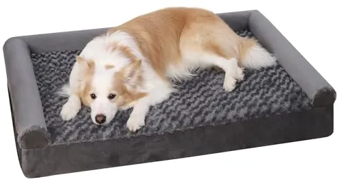 KSIIA Cama Perro Grande, Cama Ortopédica para Perros (105x70x18cm) Desenfundable y Lavable, Sofá para Perros, Gris XL