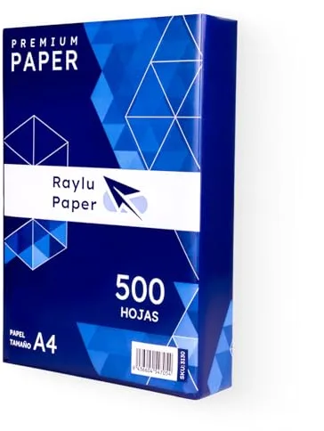 RAYLU PAPER - Folios A4 80gr 500 Hojas de Papel Premium Multiusos para Impresoras Láser, Inkjet y Fotocopiadoras, para Oficina y Hogar