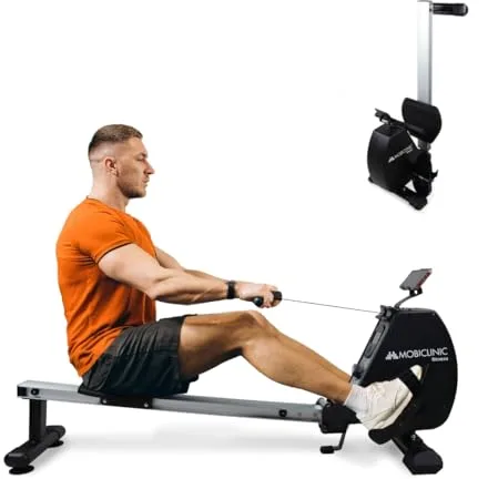 Mobiclinic® Fitness, Maquina de Remo, Rowfit, 8 Niveles Resistencia, Silencioso, Magnética, Monitor LCD, Soporte para móvil, hasta 120 kg, Volante inercia 6kg, Gym en casa