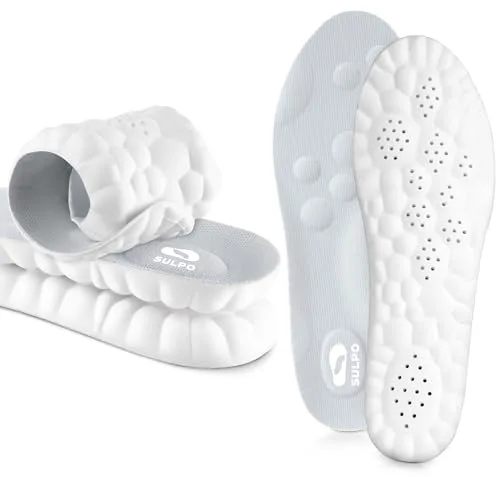SULPO SPORT Plantillas memory foam para deporte, trabajo y uso diario - Plantillas fascitis plantar - Plantillas ortopédicas transpirables, amortiguadoras y ligeras - 35-36 / XXS - Gris