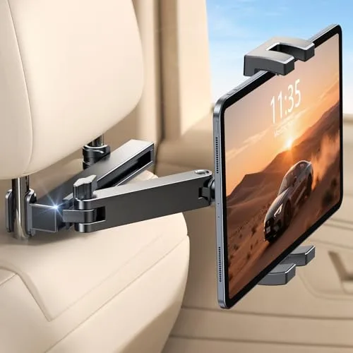 EOIWUY Soporte Tablet Coche, [Brazo de Extensión Plegable] 360° Rotación Soporte iPad Coche para Niños, Soporte Tablet Coche Reposacabezas Compatible con iPad, Todos los Dispositivos de 4.7-12.9