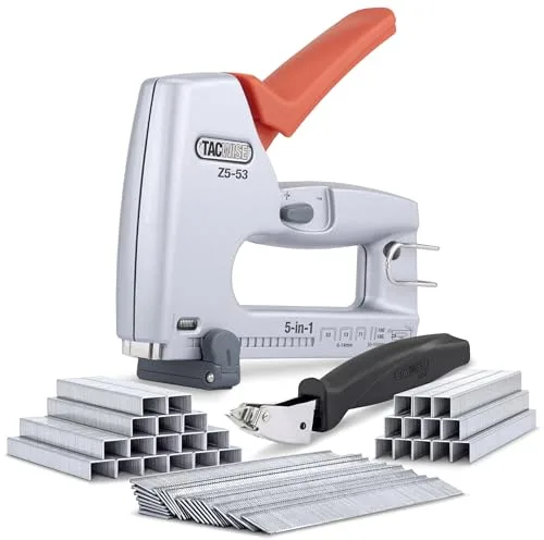 Tacwise 1765 Z5-53 Pistola Grapadora/Clavadora Metálica 5 en 1 Profesional con 4000 Grapas, 2000 Clavos y Quita Grapa, Utiliza Grapas Tipo 13 53 y 71, Clavos Tipo 18G y Clavos sin Cabeza 180