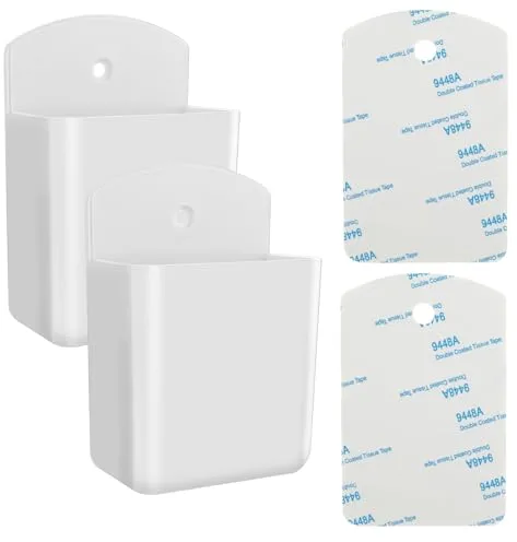 Prasacco 2 piezas soporte para mando a distancia, soportes autoadhesivos para mando a distancia, soporte de pared, caja organizadora para mando a distancia, caja de almacenamiento de pared blanca de
