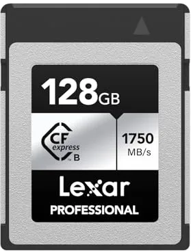 Lexar Professional Silver Series 128GB Tarjeta CFexpress Tipo B, Tarjeta CFe Lectura de hasta 1750 MB/s, Adopta PCIe Gen3x2, Tarjeta de Memoria CF Compatible con DSLR, cámara XQD (LCXEXSL128G-RNENG)