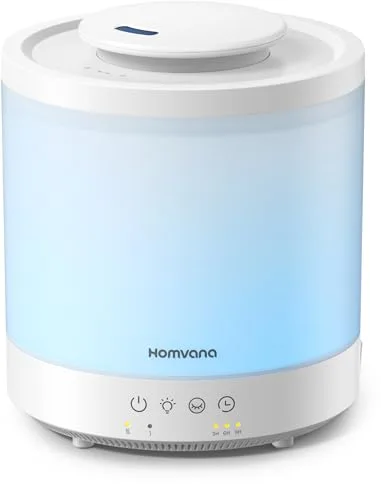 Homvana Humidificador Bebes mocos y tos and Difusor Aceites Esenciales Aromas, 1.5L Hasta de Para Dormitorio, Top-Fill Humidifier Plantas Ultrasonico, Difusor Aromatizador, Humidificadores Habitacion
