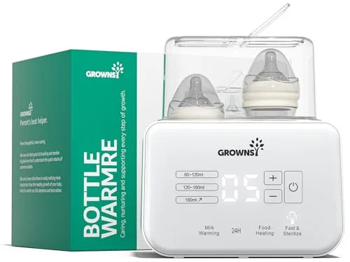 Grownsy Calienta Biberones | Esterilizador Biberones | Calentador Rápido de Alimentos para Bebés 9-en-1 y Descongelador Calentador Pantalla LCD Control Preciso de Temperatura para Leche Materna