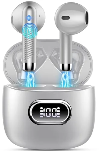 Auriculares Inalambricos, Auriculares Bluetooth 5.3 HiFi Estéreo, 42H Cascos Inalambricos Bluetooth con 4 HD Mic,2024 Audifonos Inalambricos Cancelacion de Ruido ENC/Pantalla LED/IP7 Impermeable/USB-C