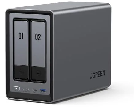 UGREEN NASync DXP2800, NAS de Escritorio de 2 bahías, CPU Intel N100 de Cuatro núcleos, 8 GB de RAM DDR5, 2,5 GbE, 2 Ranuras M.2 NVMe, HDMI 4K, Almacenamiento Conectado a Red (sin Disco)