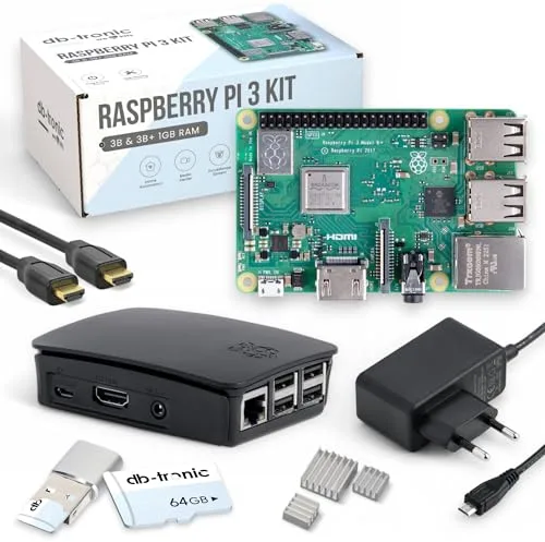 Raspberry Pi 3 B+ Starter Kit | Fuente de alimentación | Carcasa | Tarjeta de Memoria 64 GB | Cable HDMI 4K | Raspberry Pi 3 B+ 1 GB RAM