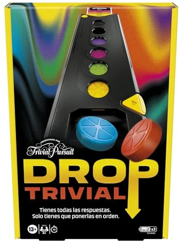 Juego Drop Trivial, Juego de Mesa Electrónico para Fiestas con Familia y Amigos presentado por Trivial Pursuit, Juego de Preguntas y Respuestas para Adolescentes y Adultos