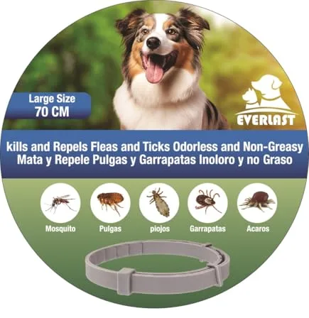 Tempotech ® Collar Antiparasaitario - Perro y Gatos - 8 Meses de Protección - contra Pulgas Garrapatas Mosquitos Ácaros y Piojos - (1 Unidad 70 cm)