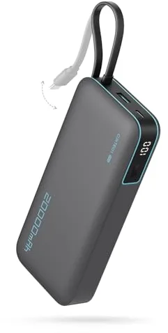 CUKTECH CP25 Power Bank 20.000mAh, Batería Portátil con Cable USB-C Integrado, PD 45W powerbank con 1 x USB-A, Batería Externa Carga Rápida Compatible iPhone 17 Pro MAX, Galaxy, Xiaomi, MacBook