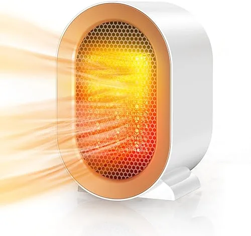 Calefactor Bajo Consumo 1200W, Calentador Cerámico Silencioso,Protección contra el sobrecalentamiento/Automatic Shut-Off, Calefactor Electrico Para 20m2, baño, Oficina, Hogar, Dormitorio