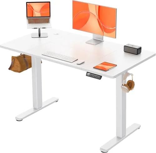ErGear Escritorio Elevable Eléctrico, Mesa de Trabajo Ajustable en Altura, Mesa de Oficina en Casa con Tablero Ensamblado, 120 x 60 cm, Estilo Moderno, Ideal para Trabajo, Redacción y Juegos