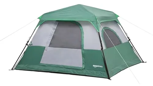 Amazon Basics - Tienda de campaña instantánea con Bolsa de Transporte para 4 Personas para Acampar, Verde