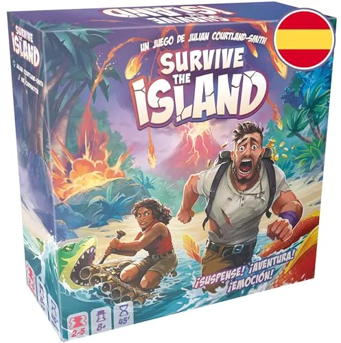Asmodee Zygomatic | Survive The Island | Juego de Mesa Familiar De Supervivencia | Escapa con Los Tesosros| A Partir de 8 Años | De 2 a 5 Jugadores | 45 Minutos por Partida | Español