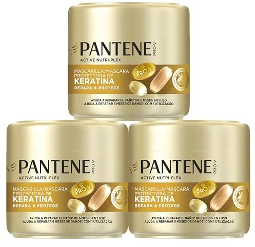 Pantene Pro-V Repara Y Protege Mascarilla Protectora De Keratina 3X300ml Para Pelo Seco Y Dañado. Ayuda A Reparar 6 Meses De Daños En Un Solo Uso