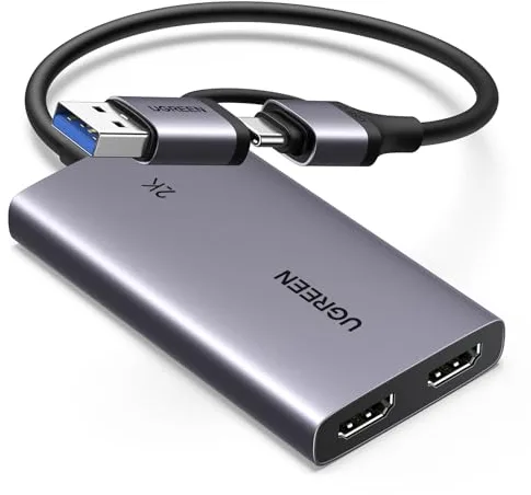 UGREEN Capturadora Vídeo HDMI Entrada 4K 30Hz Captura 2K 30Hz HD per Streaming Gaming OBS Compatibile con PC Switch PS5 Xbox MacBook iPad Camera