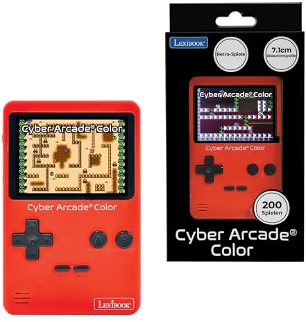 Lexibook, Cyber Arcade® Color, Consola de Juegos Retro portátil, 200 Juegos de acción, Deporte, Carreras, lógica y Mucho más, Pantalla LCD a Color de 2,8