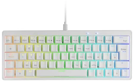 Mars Gaming MKMINIPRO, Español, Teclado Mecánico Compacto 60%, Switches Mecánicos Hot-Swappable, Iluminación RGB Chroma, Teclado Gaming Antighosting, Multiplataforma, Switch Marrón, Blanco