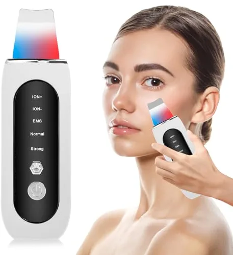LURICO Peeling Ultrasónico Facial, 5 en 1 Espatula para Limpieza Facial, Eliminador de Puntos Negros, Limpieza de poros, Raspador Ultrasónico Facial, Limpiador de Poros Portátil