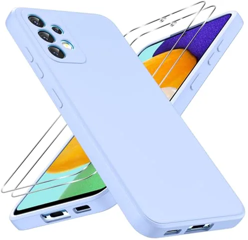 Coiwxmoi Funda para Samsung Galaxy A52 4G /A52 5G /A52S 5G con 2 Piezas Vidrio Templado Película Protectora,Carcasa Ultra Suave TPU Silicona Case Antigolpes Protectora Cover para Samsung A52 6,5
