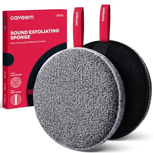 Caveem Esponja exfoliante corporal, esponja para baño y cuerpo, exfoliante corporal para eliminar la piel muerta, esponja suave y áspera y liviana para ducha (Paquete de 2)