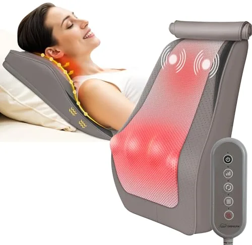 Snailax Masajeador Cervical y Espalda con Calor, Cojín de Masaje Shiatsu, masajeador de espalda Shiatsu, masajeador eléctrico de espalda para cuello/Cervical/hombros, regalos mamá/papá/mujeres