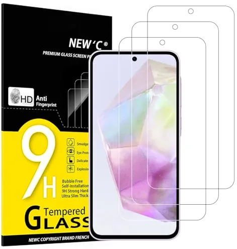 NEW'C 3 Piezas, Protector Pantalla para Samsung Galaxy A56 5G / A36 5G, Cristal templado Antiarañazos, Antihuellas, Sin Burbujas, Dureza 9H, 0.33 mm Ultra Transparente, Ultra Resistente