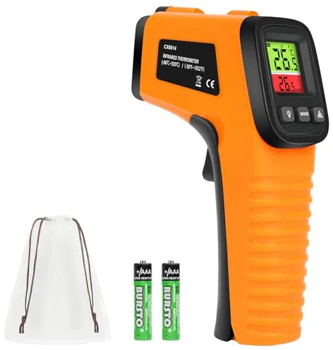 HOTUT Termómetro Infrarrojo, -50°C ~ 550°C (-58°F~1022°F) Tamaño Compacto Termómetro Láser sin Contacto, Emisividad Ajustable con Pantalla LCD para Cocina/Cocinar/Asar/Refrigerador, No para Humanos