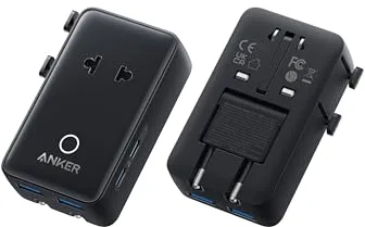 Anker Nano Adaptador Enchufe Universal de Viaje, con Conector USB de 5 Puertos con 1 Puerto de CA, 2 Puertos USBA y 2 Puertos USBC, Control de Temperatura Integrado, Apto en más de 200 países