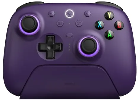 8Bitdo Ultimate 2 Wireless Controller for Windows & Android, Gaming Controller with TMR Joysticks, Switchable Hall Effect/Tactile Triggers, Motion Control, RGB Fire Ring, 8Speed Wireless Tech, Purple