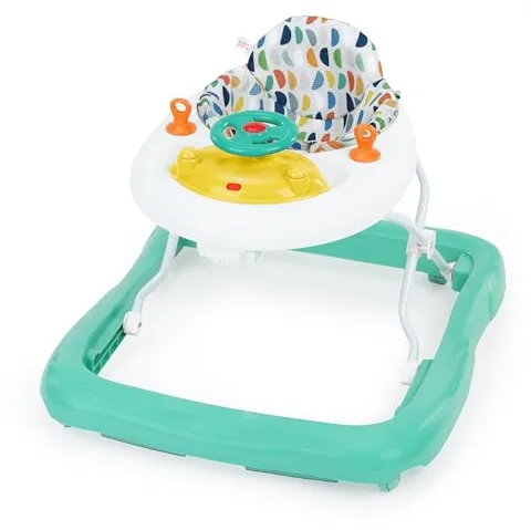 Bright Starts Ready to Roll Andador con Luz y Sonidos, Volante y Sonidos de Coche, Estación de Juego Electrónica Extraíble, Para Bebés de 6-12 Meses o Hasta 12 kg, Unisex