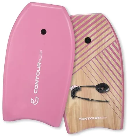 Contour Surf Reed Body Board - Tabla de Bodyboard de 33 Pulgadas para Playa y niños, Ligera, núcleo de EPS de Doble Canal, Doble Giratorio, Correa de muñeca en Espiral para Todos los Niveles de Surf