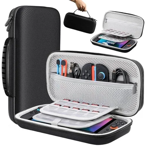 Lmcpa Funda para Consola Nintendo Switch 2 2025, Bolsa de Viaje con 20 Cartuchos de Juego, Estuche Rígido Portátil Protector para Consola 2025 Nintendo Switch 2 Accesorios, Negro