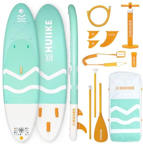 HUIIKE Tabla Paddle Surf Hinchable con Accesorios Incluidos, Remo, Quillas, Inflador. Stand Up Paddle Board Gran Estabilidad y Resistencia. 305 x 84 x 15 cm, Soporta hasta 130 kg