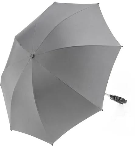 Zamboo Sombrilla para Cochecito y Silla de Paseo Universal con Protección UV50+ - Parasol Protección Solar para Carritos de Bebé Regulable - Sombrillas Universales Diámetro 73 cm - Gris