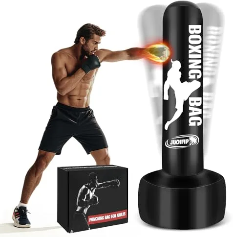 JUOIFIP 180cm Saco de Boxeo de Pie, Saco de Boxeo Adulto para Hombre Mujeres Hombres Stand Kickboxing Bolsas para Entrenamiento, Artes Marciales Mixtas, MMA Muay Thai Fitness Principiantes