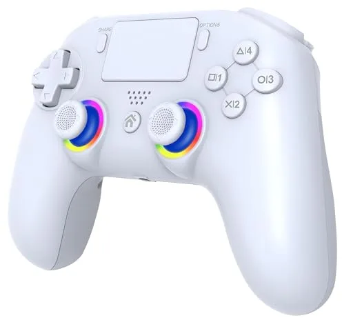 Subsonic – Mando Inalámbrico para PS5 con Palancas y LED Programables, Función de Vibración y Táctil – Mando PS5 Blanco