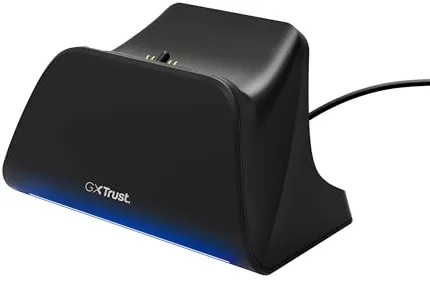 Trust GXT 255 Cargador Mando PS5 DualSense, Cargador PlayStation 5 con Diseño Place-on, Carga Rápida, Iluminación LED, Alfombrilla Antideslizante, Cable USB-C-C Incluido, Accesorios PS5, Negro