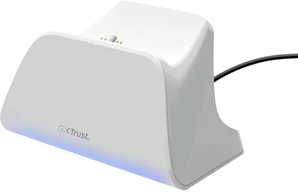 Trust GXT 255W Cargador Mando PS5 DualSense, Cargador PlayStation 5 con Diseño Place-on, Carga Rápida, Iluminación LED, Alfombrilla Antideslizante, Cable USB-C-C Incluido, Accesorios PS5, Blanco