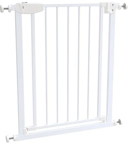 ALMAR Baby Barrera de Seguridad 61-68cm Blanco | Facil Montaje sin Tornillos para Puertas, Pasillos o Escalera para Niños o Mascotas | Valla Blanca con Sitema de Cierre Automático Giro Ambos Lados
